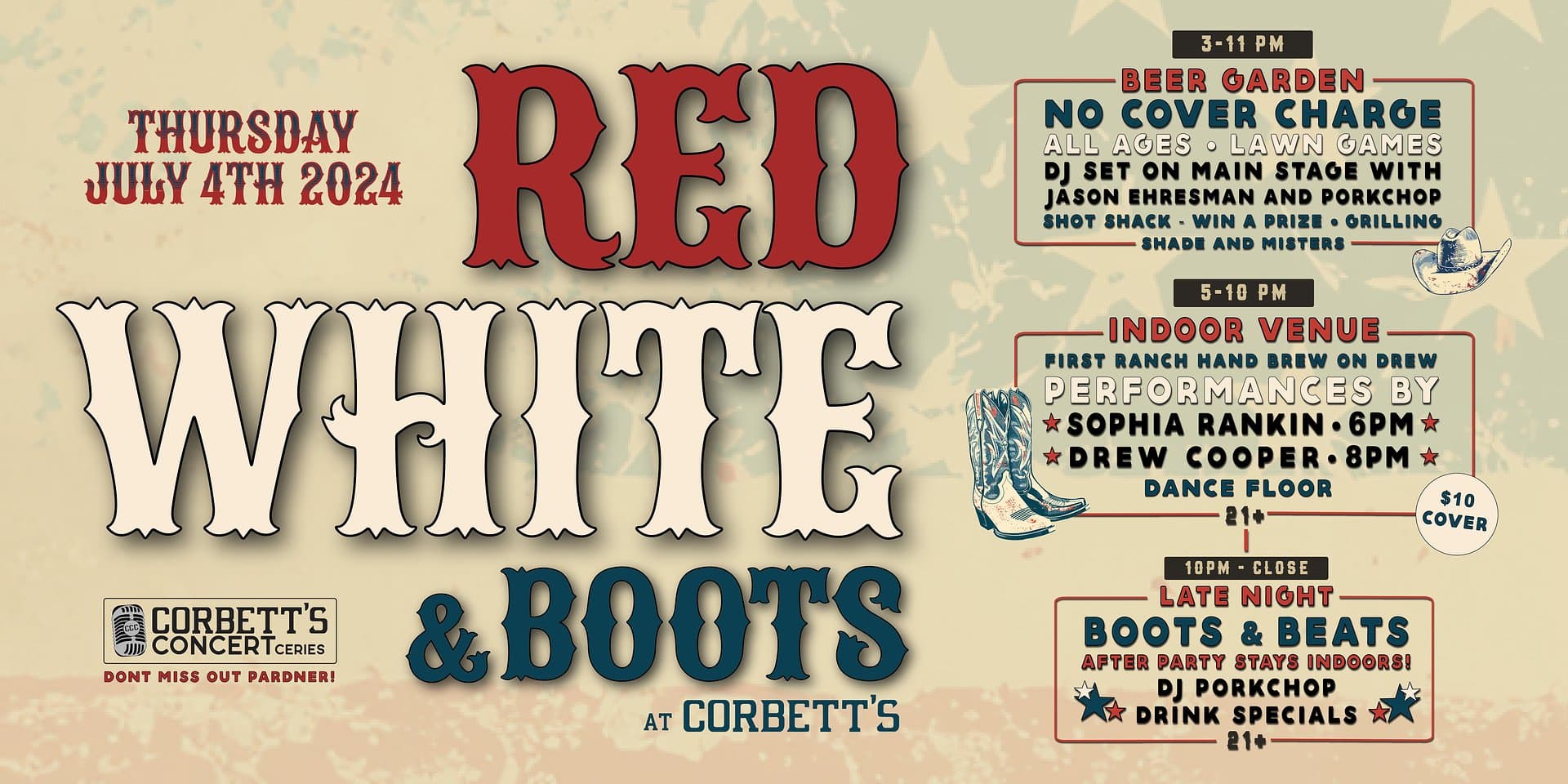 Red, White, & Boots: Live Music, Dancing, and More!