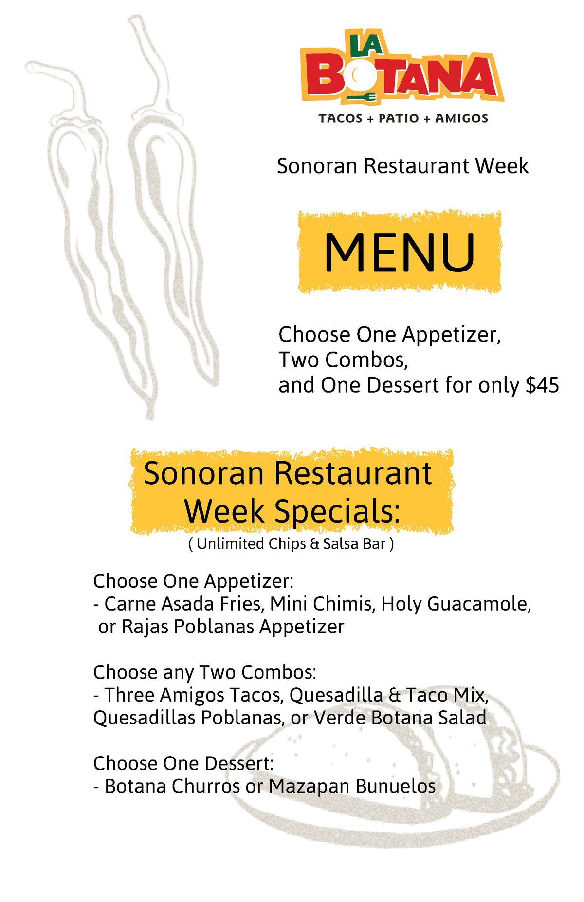 La Botana SRW menu