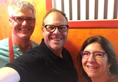 Alton Brown with Todd and Sherry Martin of Tucson Tamale Co.