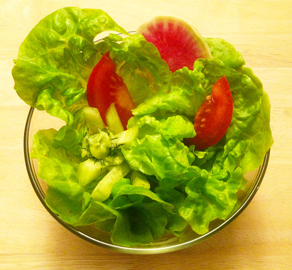 Heart of Romaine Salad with Avocado-Dill Dressing