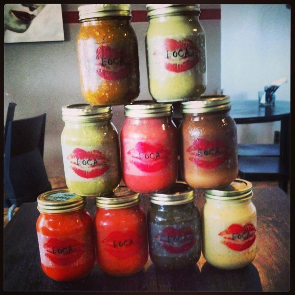 Salsa jars from Boca Tacos