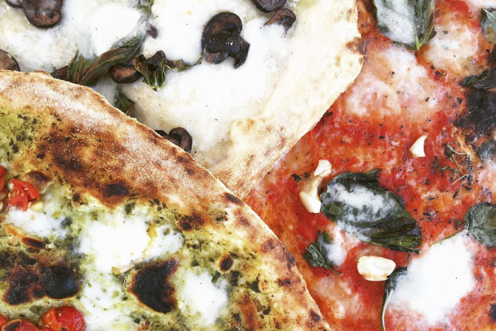 Trio of pizzas from Fiamme Pizza Napoletana (Credit: Adam Lehrman)