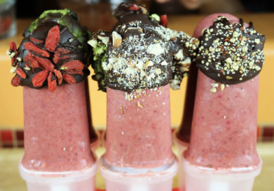 Chocolate Dipped Strawberry Superfood Coconut Pops (Photo by Haile Thomas)