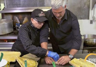 El Charro Chef Carlotta Flores and State Plate host Taylor Hicks (Credit: INSP)