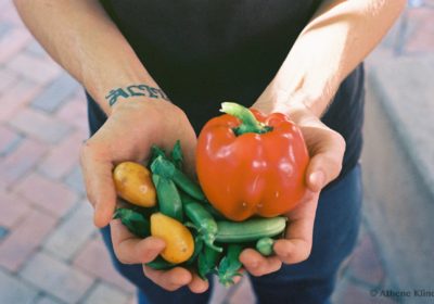 Pivot Produce founder Erik Stanford holding produce (Credit: Athene Kline)
