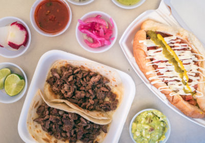 Carne asada tacos and Sonoran dog at BK Tacos on 12th Avenue (Credit: Jackie Tran)