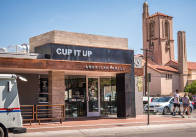 Facade for Cup It Up American Grill at Main Gate Square (Credit: Jackie Tran)