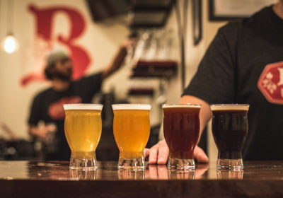 Beer flight at Button Brew House (Credit: Jackie Tran)