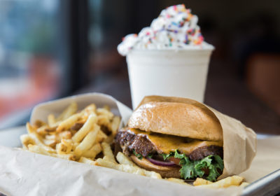 Burger, fries, and milkshake at Graze Premium Burgers (Credit: Taylor Noel Photography)