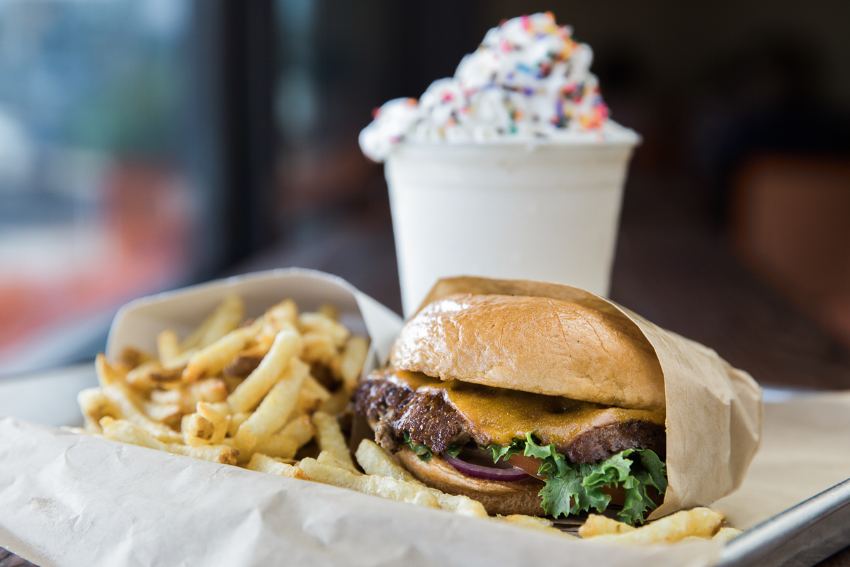 Burger, fries, and milkshake at Graze Premium Burgers (Credit: Taylor Noel Photography)