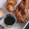 Spicy Chicken Strip and The Beast with Ancho Ranch and Coffee Maple Syrup at the Drunken Chicken (Credit: Jackie Tran)