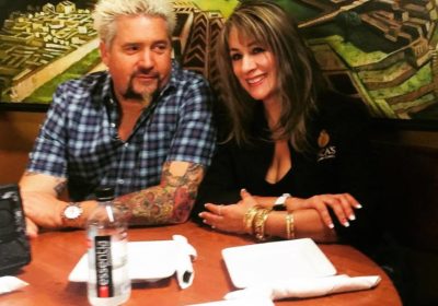 Diners, Drive-Ins and Dives host Guy Fieri and Inca's Peruvian Cuisine owner Fatima Campos (Credit: Inca's Peruvian Cuisine on Facebook)