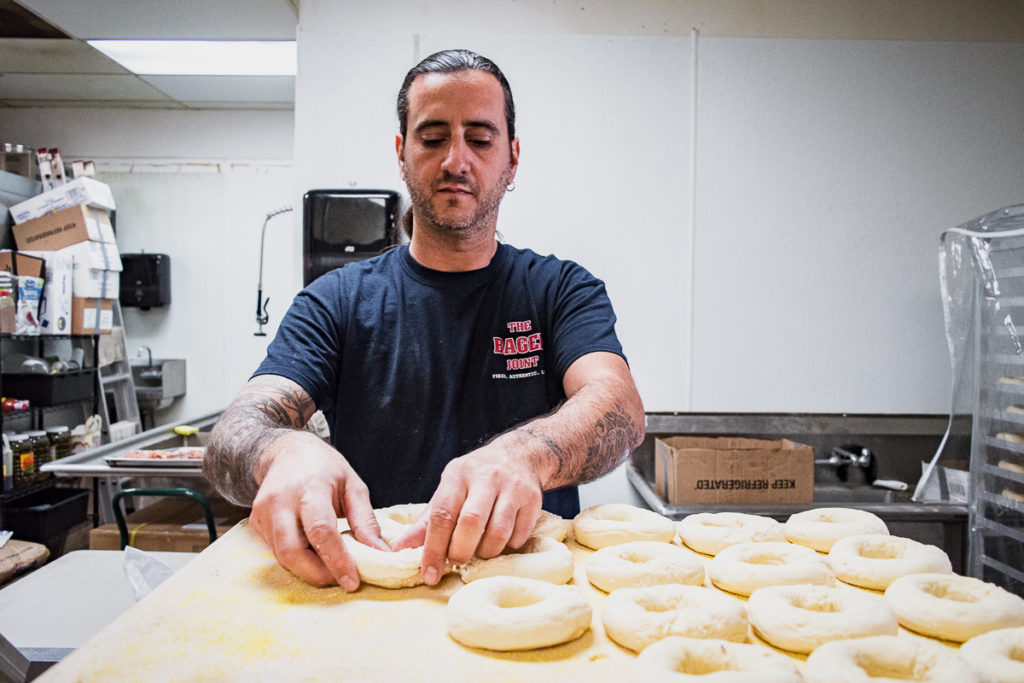 The Bagel Joint owner Michael Rudner making bagels (Credit: Jackie Tran)