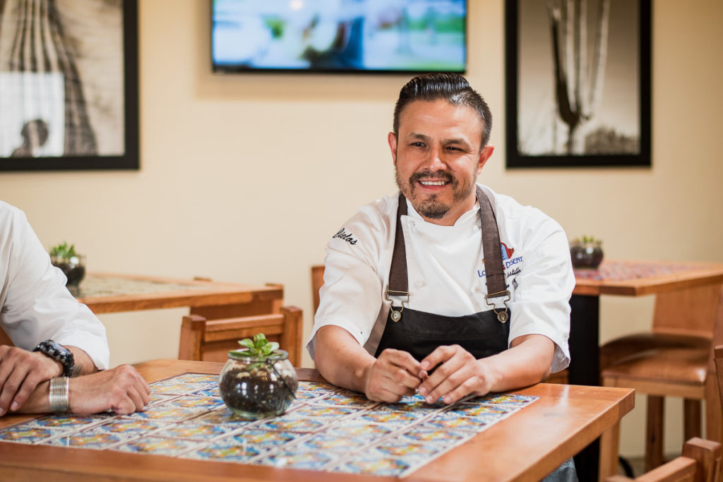 Executive chef Adrian Castillo at Cielos and Toast Trio at Lodge on the Desert (Credit: Jackie Tran)