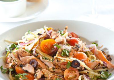 Linguini with Grilled Salmon