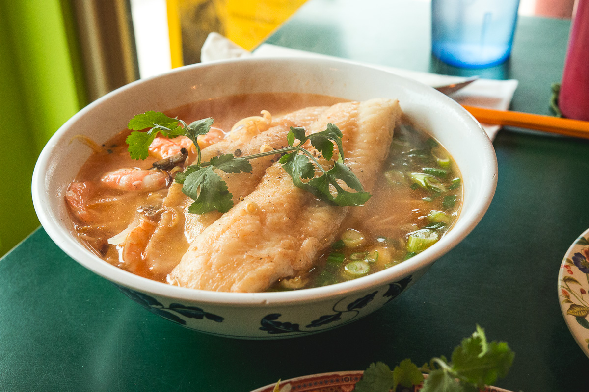 Bun Ca Kien Giang (Mekong Delta Fish Noodle Soup) at Thuy's Noodle Shop in Bisbee, Ariz. (Credit: Jackie Tran)