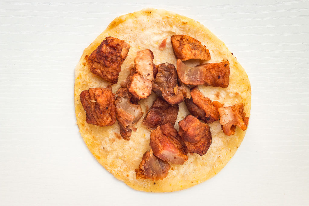 Chicharron de puerco taco from Carniceria los Vaqueros (Credit: Jackie Tran)