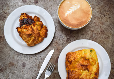 Raging Sage Almond and Savory Scones with a Hot Latte (Credit: Dana Sullivan)