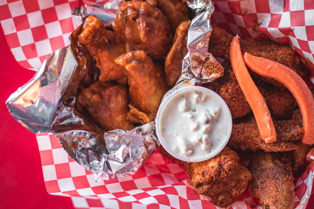 Golden Hot wings and Cajun Wings at Wings Over Broadway (Credit: Jackie Tran)