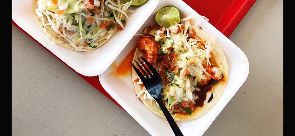 Shrimp tacos from Baja Tacos (Credit: Melissa Stihl)