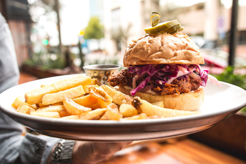 Kickin' Chicken Sando at Ten55 Brewing Company (Credit: Jackie Tran)