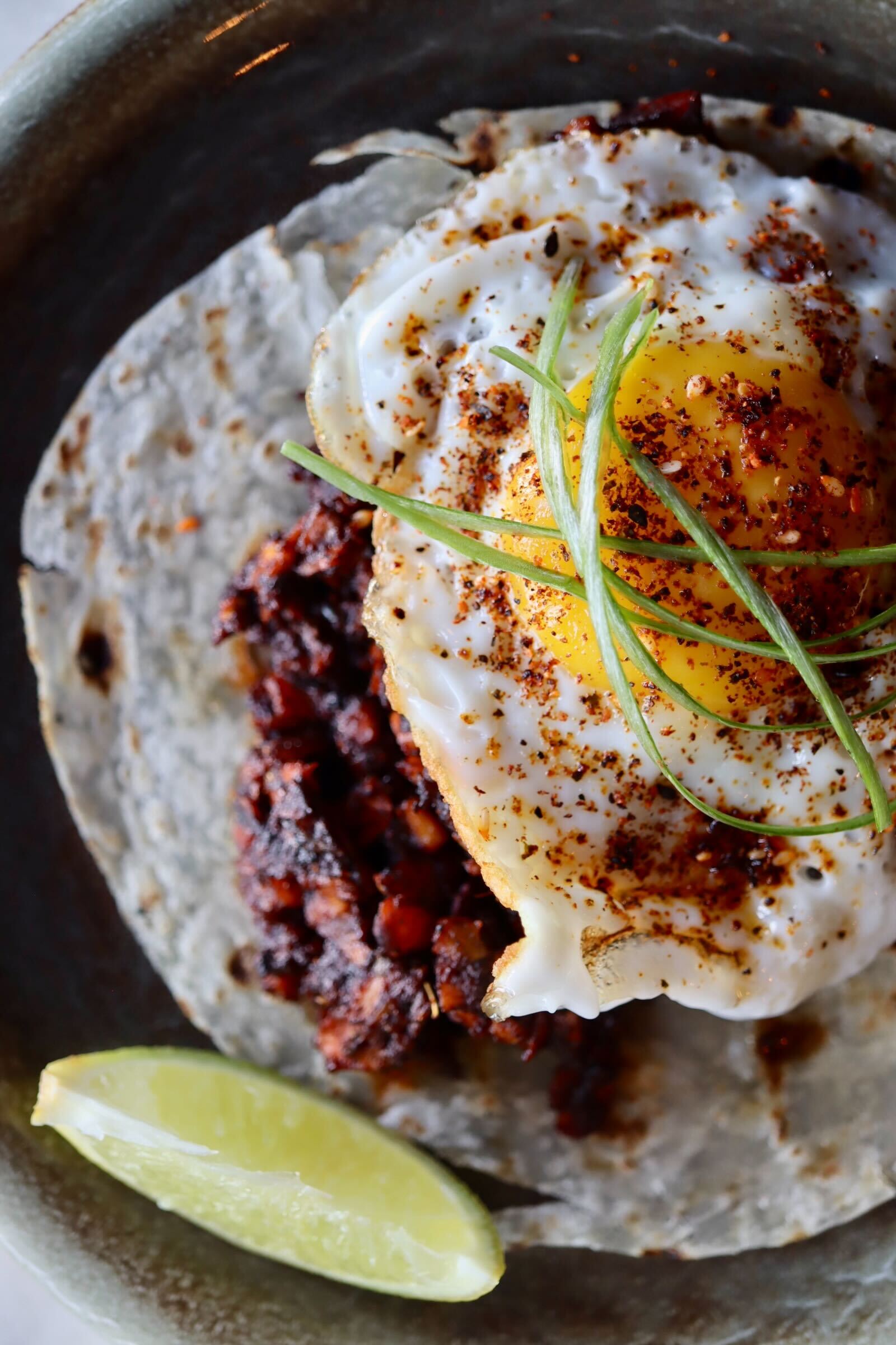 Chinese chorizo and a fried egg (Photo by Hannah Hernandez)