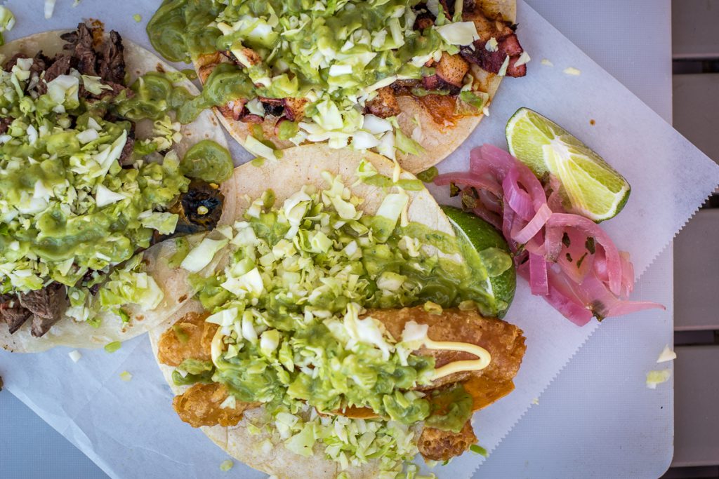 An overhead picture of tacos