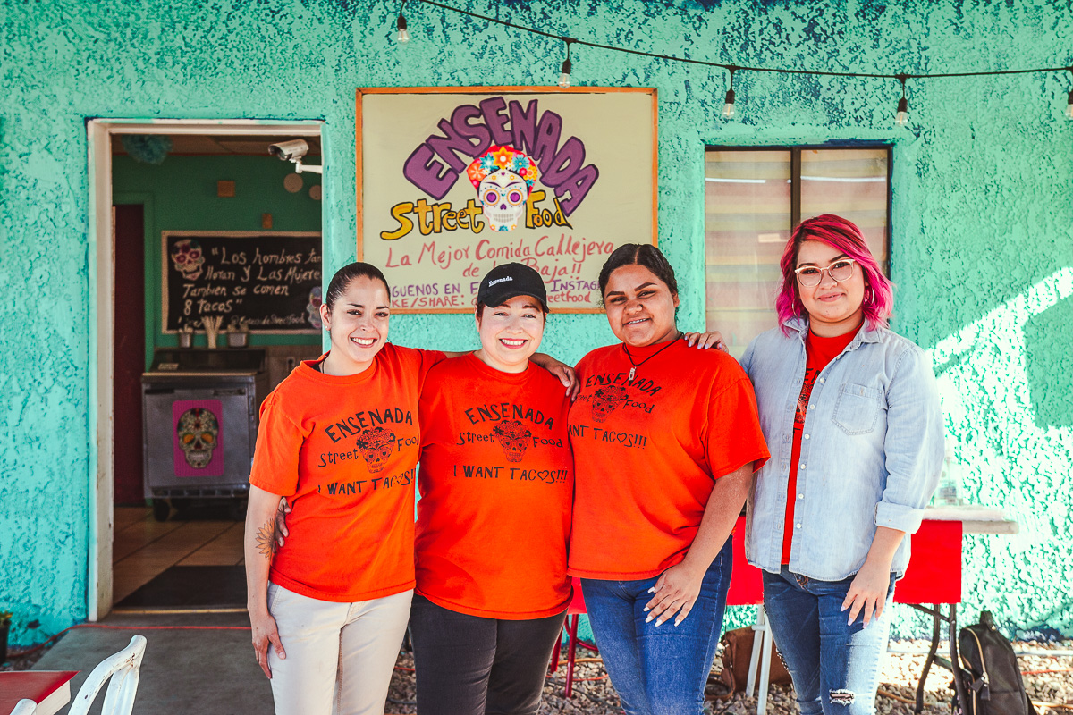 Catalina Gallego, Magdalena Alvarez, Rachel Espinosa, and Sharon Alvarez at Ensenada Street Food (Credit: Jackie Tran)