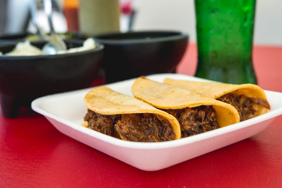 Lengua, Cabeza, and Borrego Tacos at Tacos Mexicali (Credit: Jackie Tran)