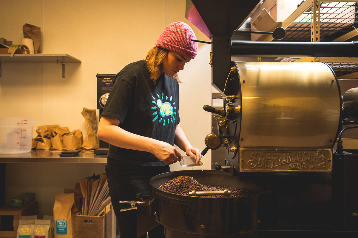 Coffee beans roasting at Yellow Brick Coffee (Credit: Jackie Tran)