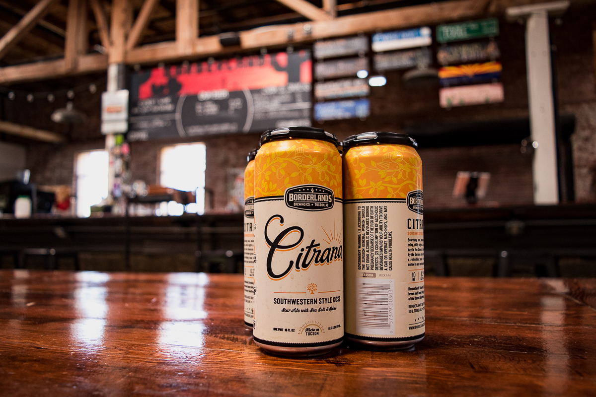 Citrana Southwestern Style Gose cans at Borderlands Brewing Co. (Credit: Jackie Tran)