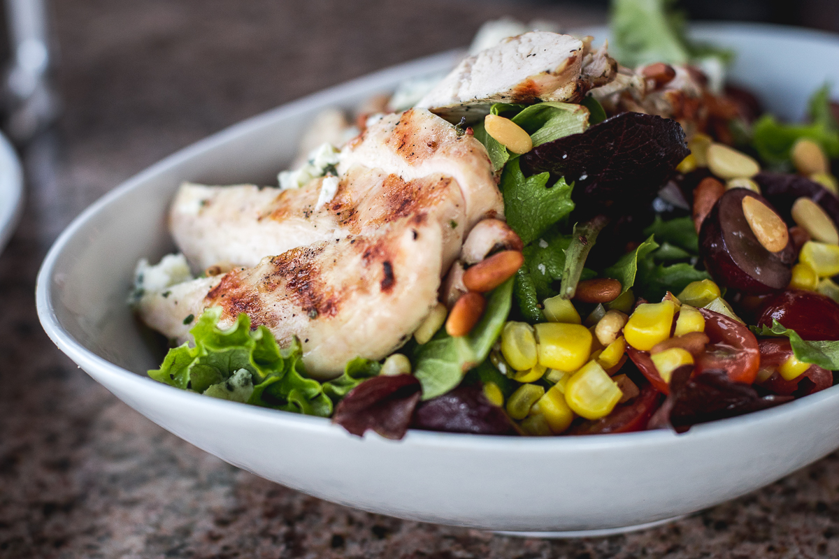 Half-portion of the Gorgonzola Chicken Salad at Harvest Oro Valley (Credit: Jackie Tran)