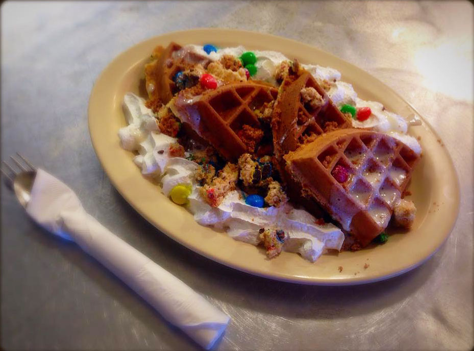M&M Rice Krispie Treat Waffle Special at Bisbee Breakfast Club (Credit: Bisbee Breakfast Club)