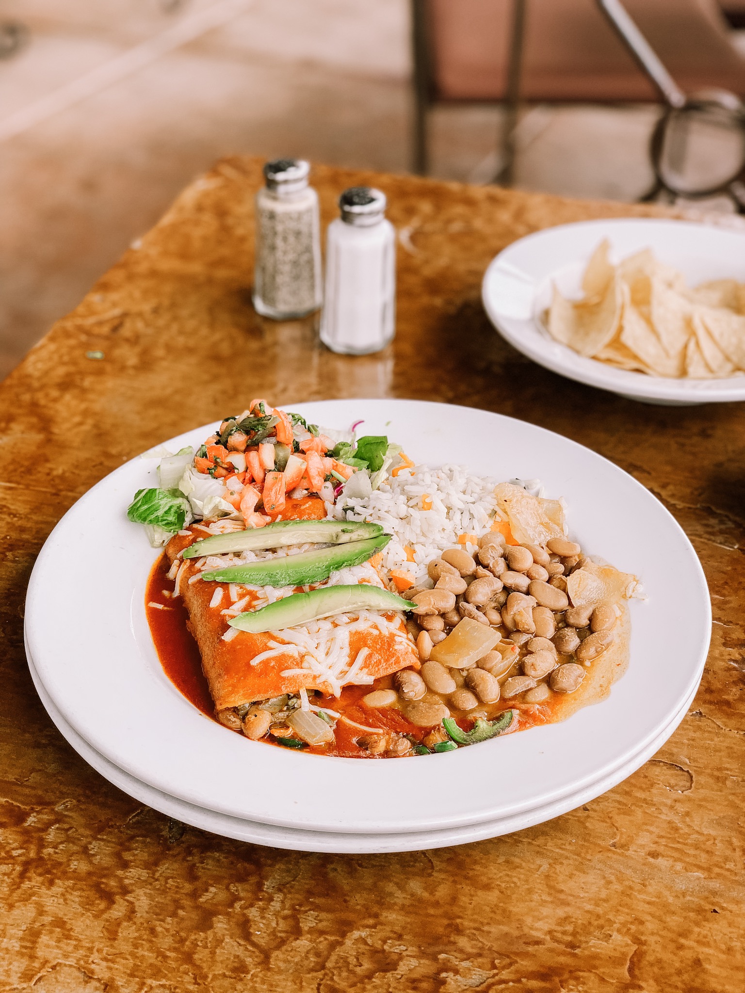 Vegan Nopalito Enchiladas at El Charro Cafe