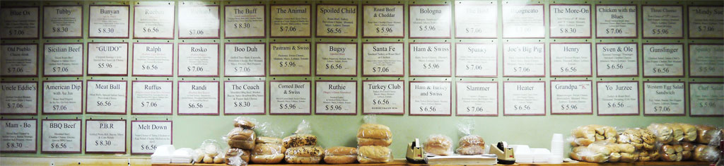 Sandwich Menu Wall at Sausage Shop in Tucson