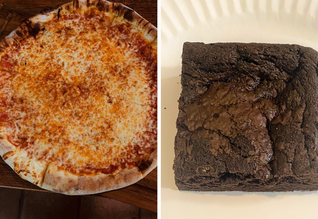 Cheese pizza and a brownie at Time Market (Photo by Rita Connelly)