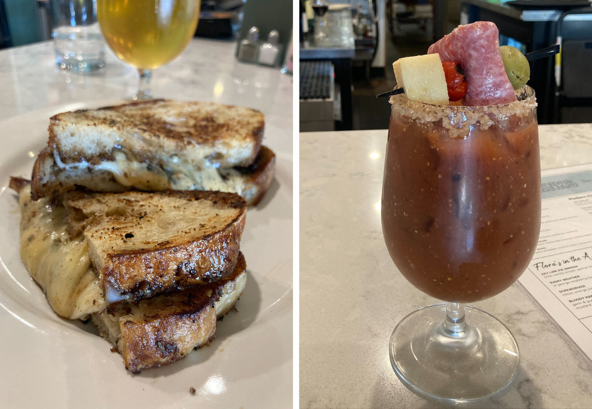 Grilled cheese sandwich and bloody mary at Flora's Market Run (Photo by Shane Reiser)