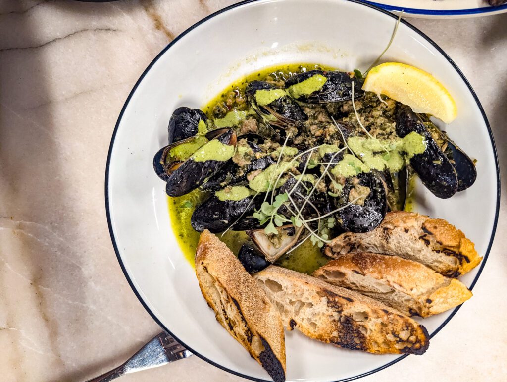 Mussels with chorizo verde at Forbes Meat Company (Photo by Jackie Tran)