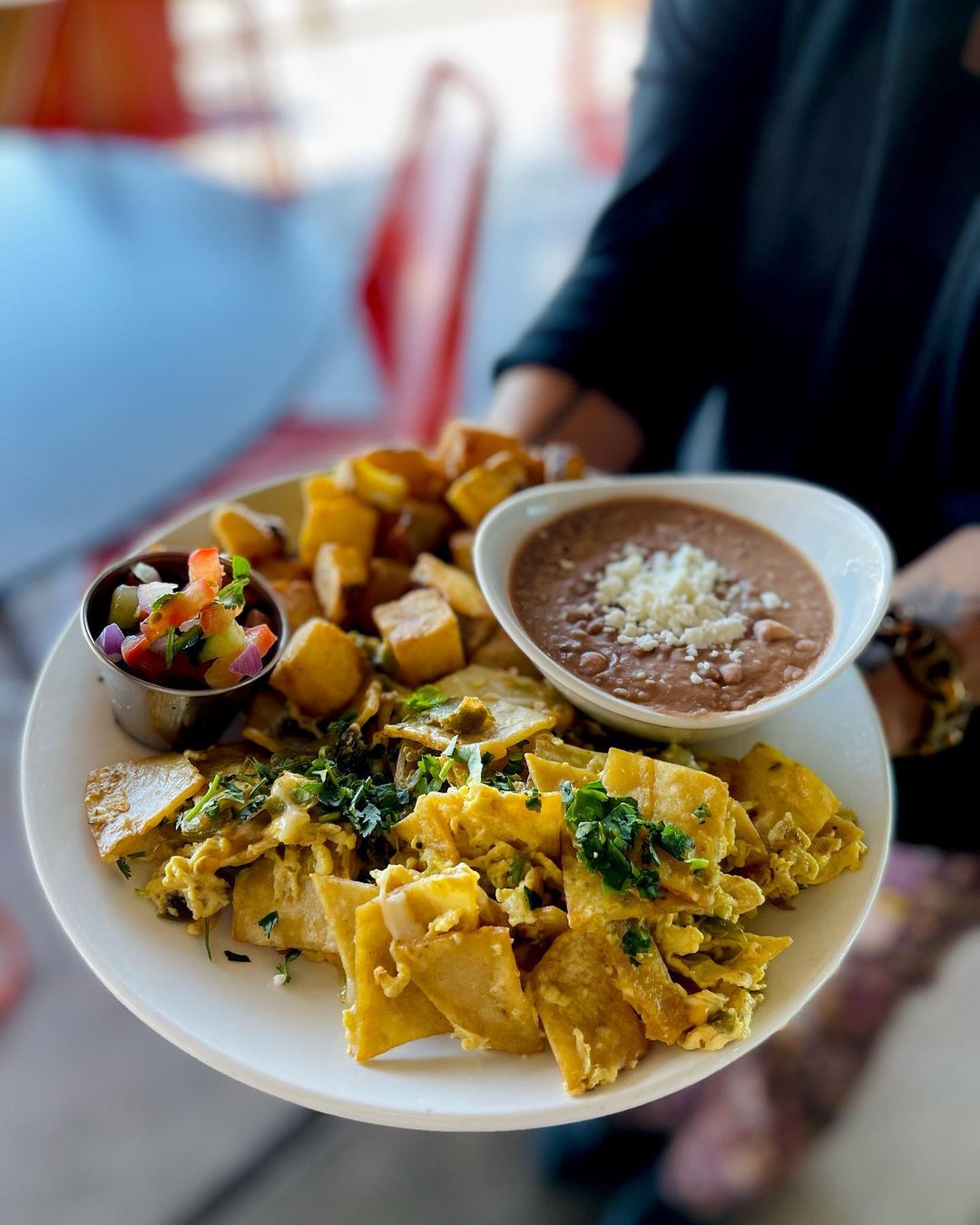 a plate of chilaquiles