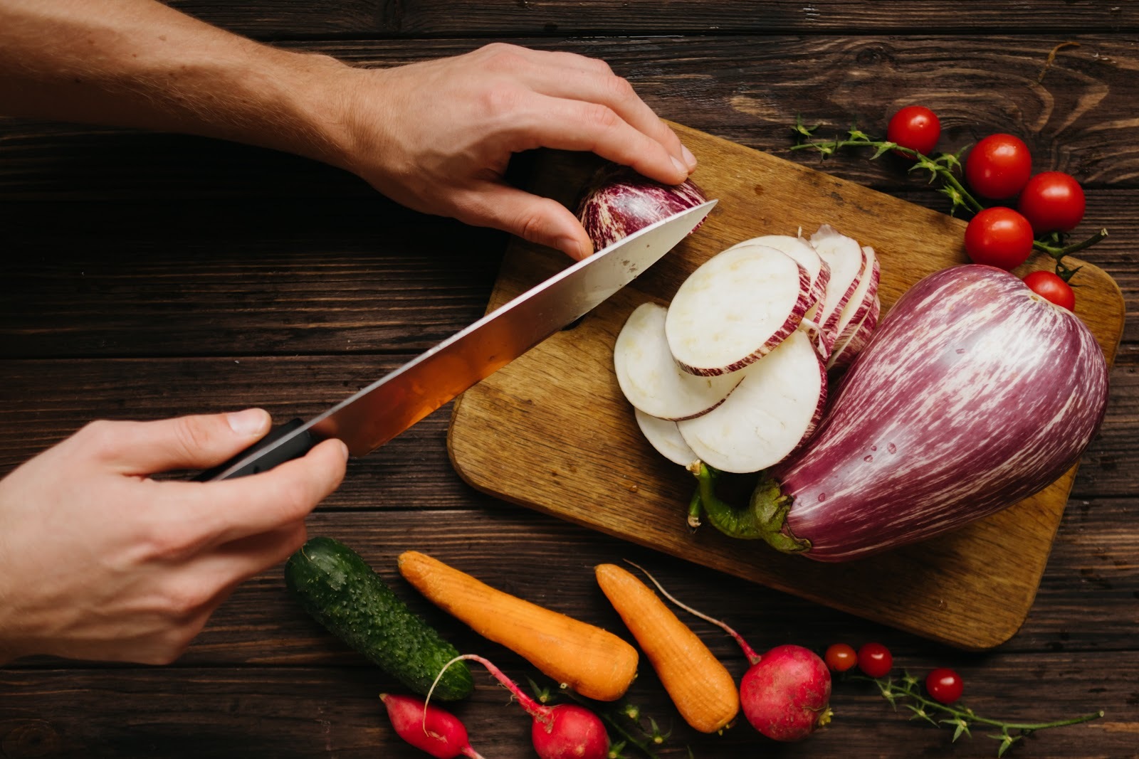 food on a wooden cutting board