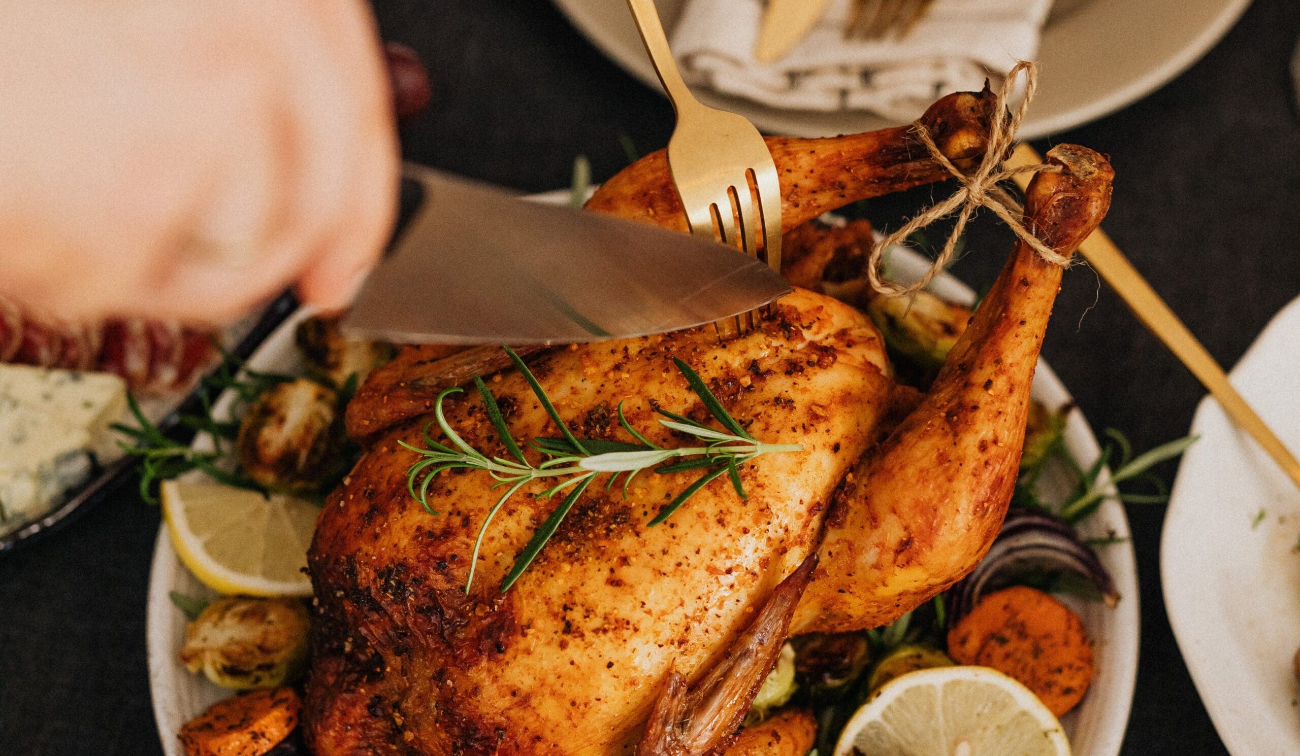 a plate of food with a knife