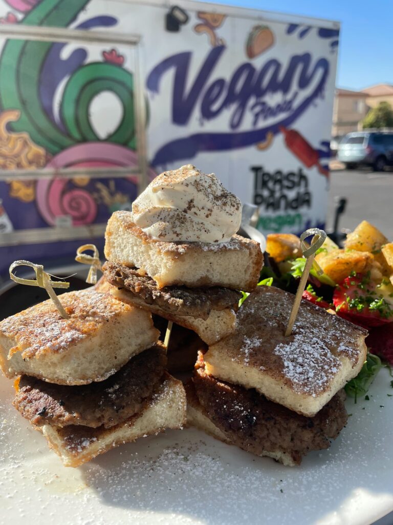 Masala Chai French Toast & Sausage Sliders (Photo by Trash Panda Vegan)