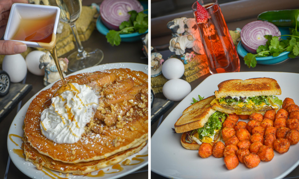 Belgium pancakes and a BK Sammy (Photo courtesy of DiBella's Brunch N' Booze)