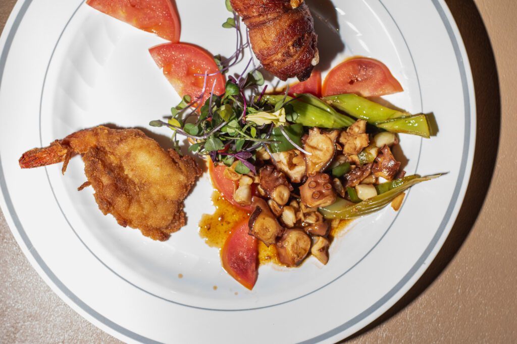 Shrimp relleno, pulpo mojo, and camaron empanizado from a Tucson Foodie R&D dinner at Mariscos Chihuahua on Grande Avenue (Photo by Jackie Tran)