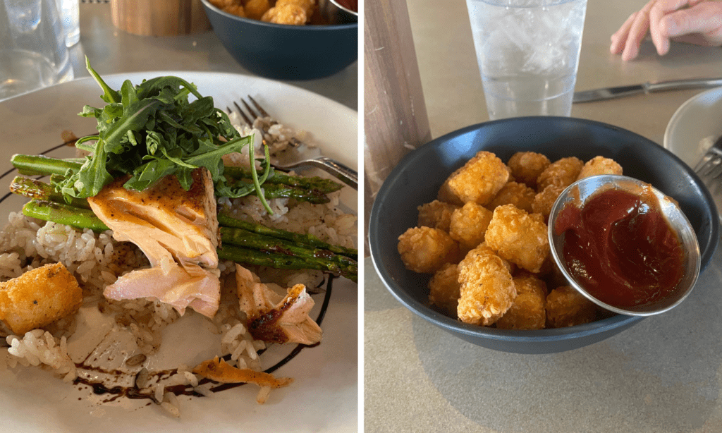 Salmon and tater tots at CORBETT'S (Photos by Rita Connelly)