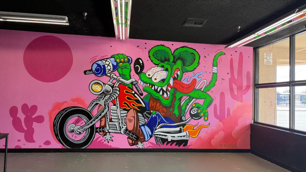 "Rat Fink" mural by Noah Nixon (Photo courtesy of Mission Moto Collective)