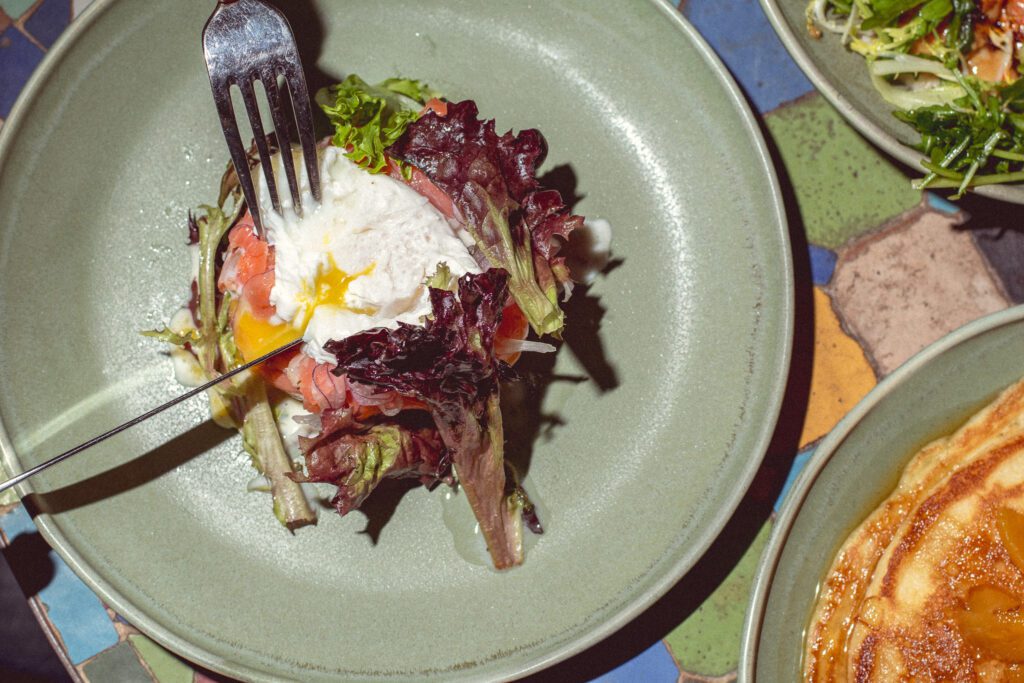Crispy Latke w/ Poached Egg and Lox at Agustin Kitchen (Photo by Jackie Tran)
