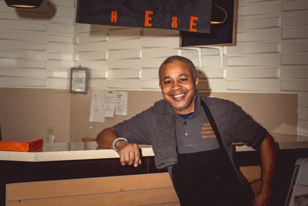 Chef-owner Brian Hill at Chef Brian's Comfort Kitchen (Photo by Jackie Tran)