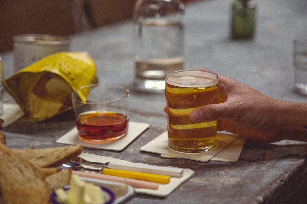 Meyer Lemon flavor Patas Nana, amaro, beer at La Esquina (Photo by Hannah Hernandez)