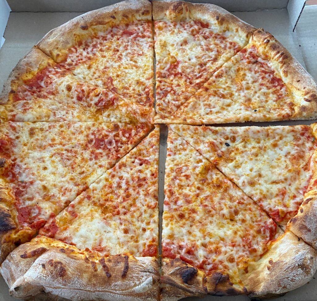 Cheese pizza at Time Market (Photo by Rita Connelly)